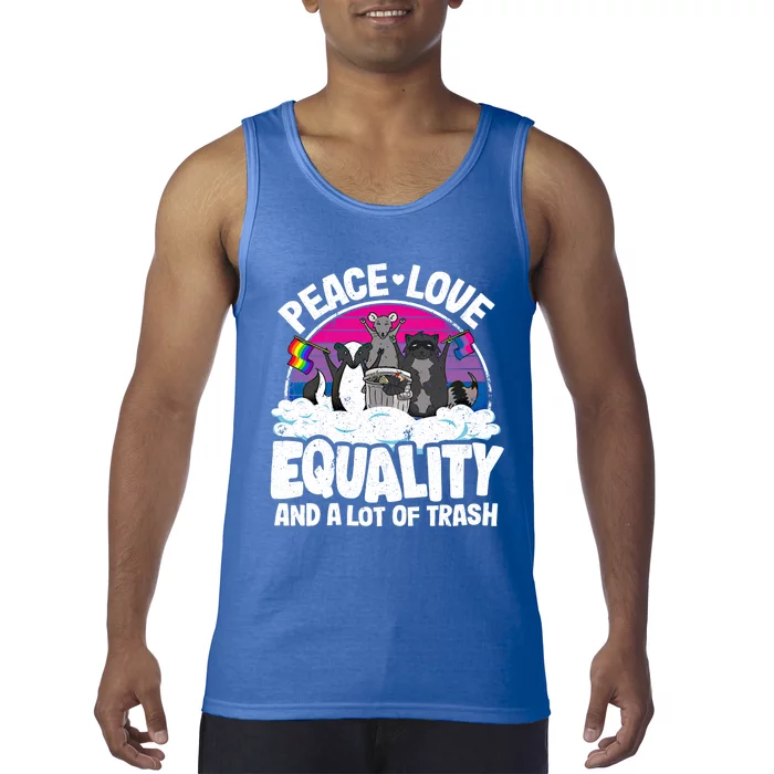 Peace Love And Equality And A Lot Of Trash Bi Pride Bisexual Meaningful Gift Tank Top