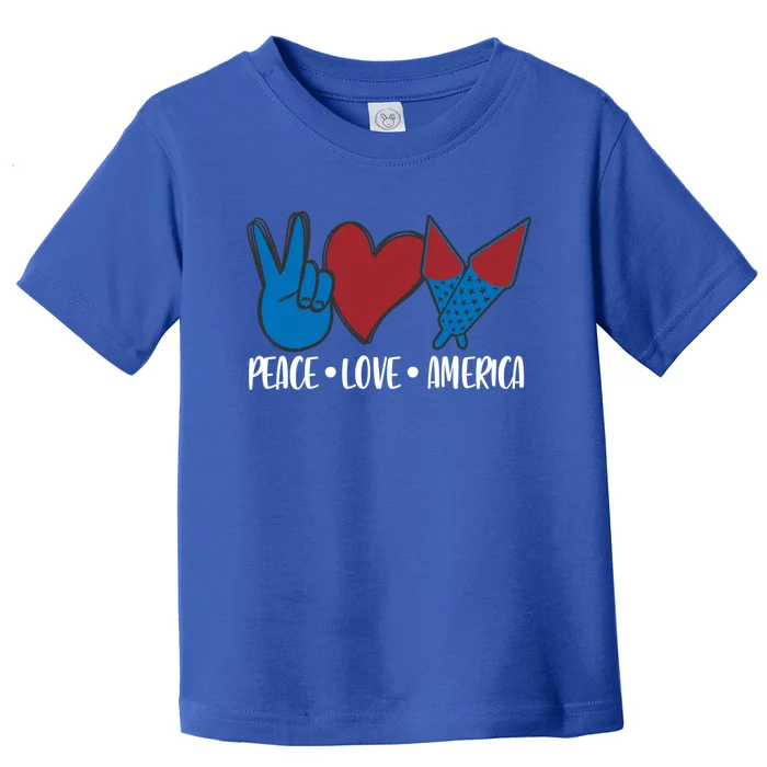 Peace Love America 4th July Patriotic Sunflower Heart Sign Gift Toddler T-Shirt