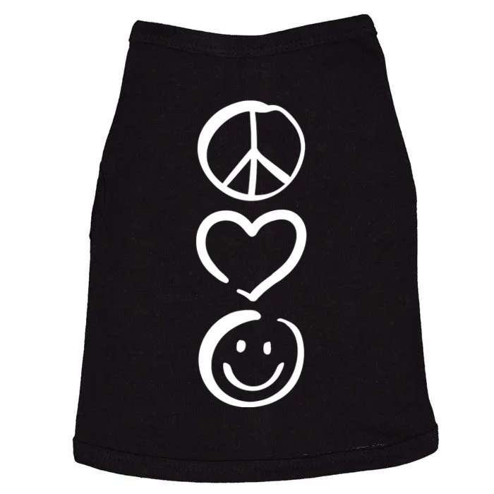 Peace Love And Happiness Peace Sign Heart Smile Doggie Tank