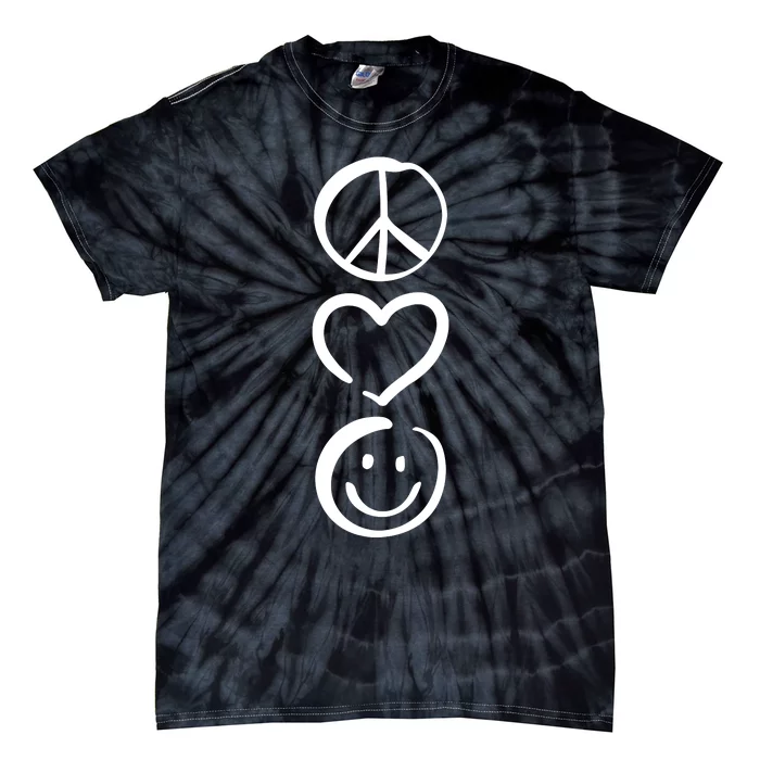 Peace Love And Happiness Peace Sign Heart Smile Tie-Dye T-Shirt