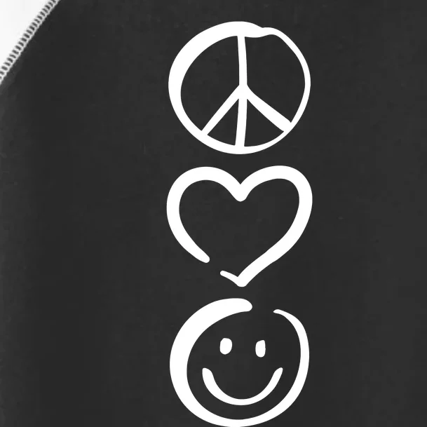 Peace Love And Happiness Peace Sign Heart Smile Toddler Fine Jersey T-Shirt