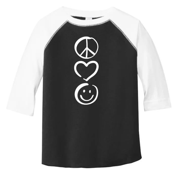 Peace Love And Happiness Peace Sign Heart Smile Toddler Fine Jersey T-Shirt