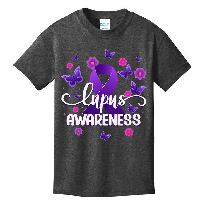 Purple Lupus Awareness Ribbon Purple Butterflies Lupus Kids T-Shirt