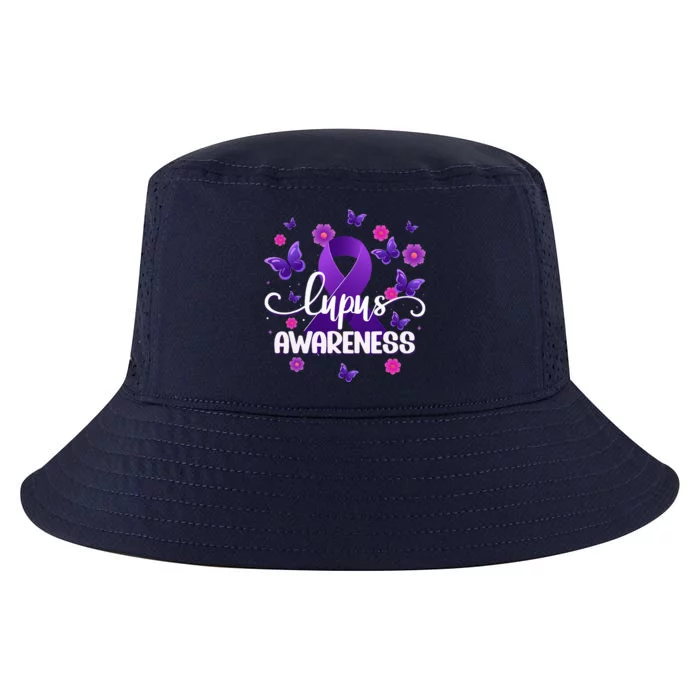 Purple Lupus Awareness Ribbon Purple Butterflies Lupus Cool Comfort Performance Bucket Hat