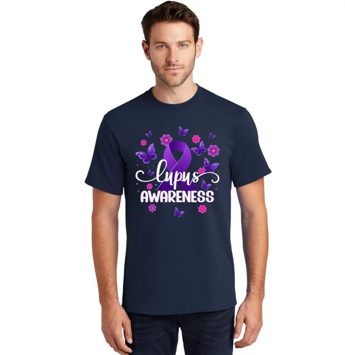 Purple Lupus Awareness Ribbon Purple Butterflies Lupus Tall T-Shirt