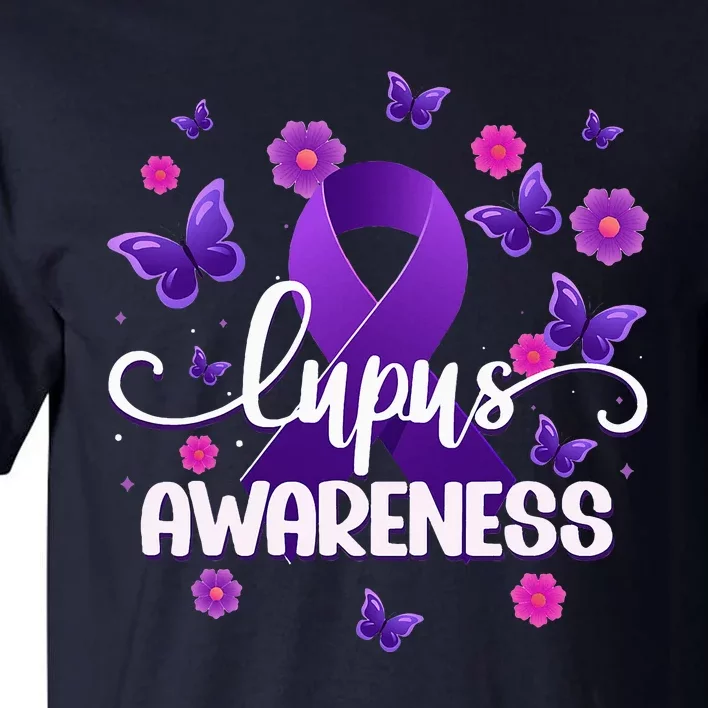 Purple Lupus Awareness Ribbon Purple Butterflies Lupus Tall T-Shirt