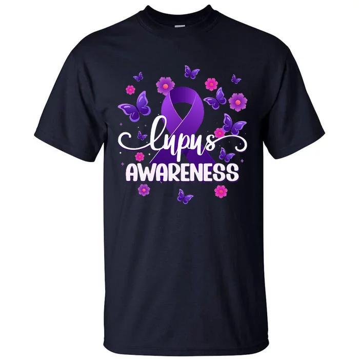 Purple Lupus Awareness Ribbon Purple Butterflies Lupus Tall T-Shirt