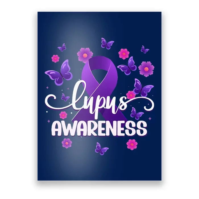 Purple Lupus Awareness Ribbon Purple Butterflies Lupus Poster