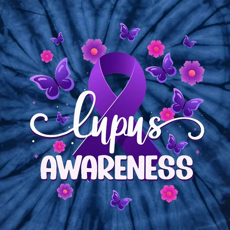 Purple Lupus Awareness Ribbon Purple Butterflies Lupus Tie-Dye T-Shirt