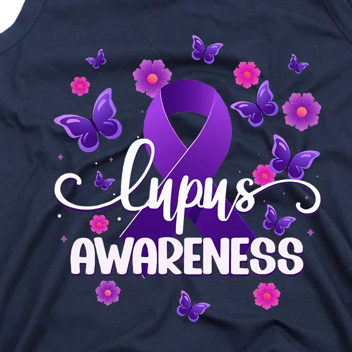 Purple Lupus Awareness Ribbon Purple Butterflies Lupus Tank Top