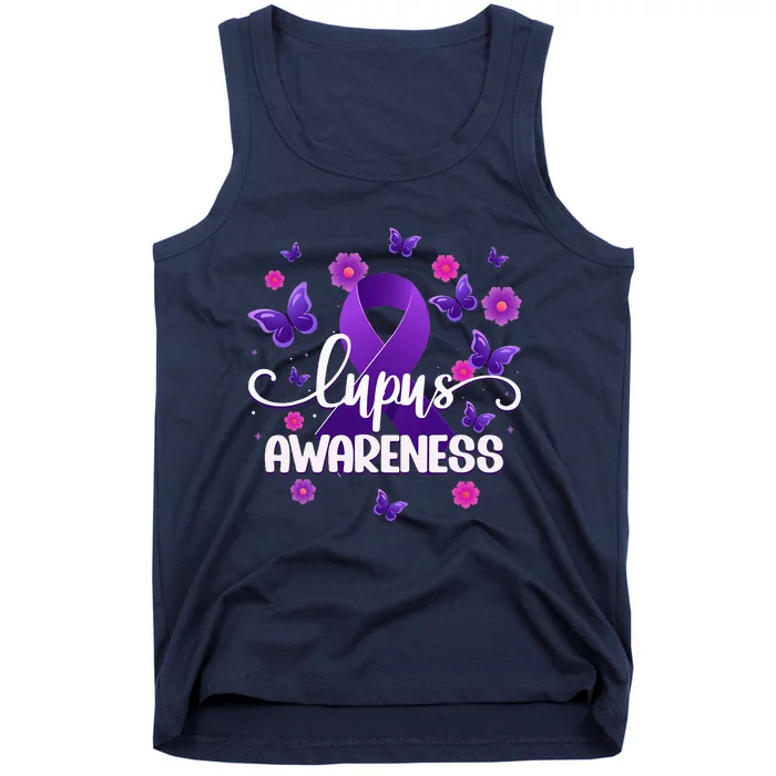 Purple Lupus Awareness Ribbon Purple Butterflies Lupus Tank Top