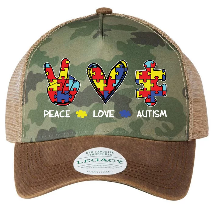 Peace Love Autism Awareness Legacy Tie Dye Trucker Hat