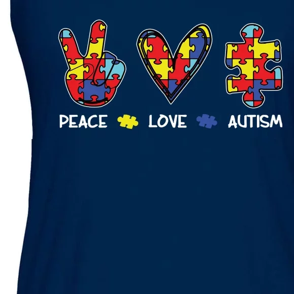 Peace Love Autism Awareness Ladies Essential Flowy Tank