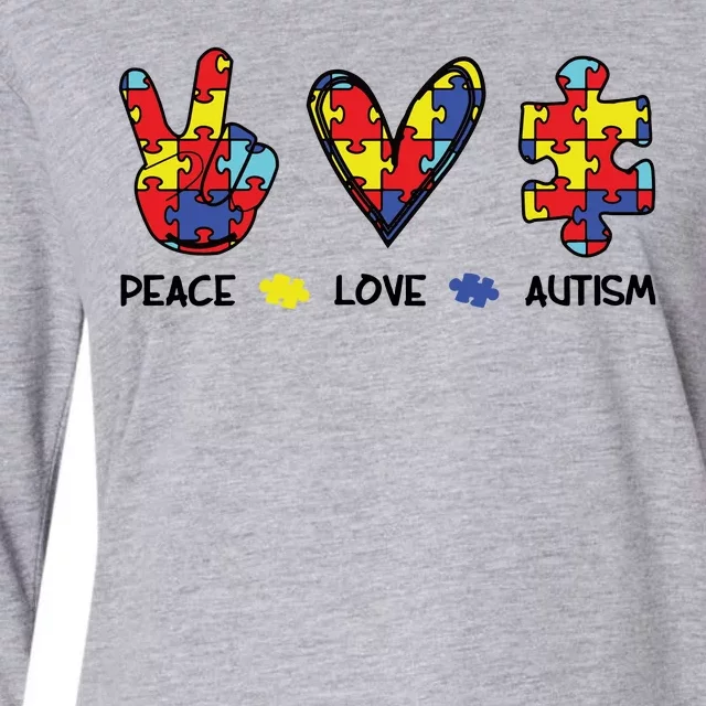 Peace Love Autism Awareness Womens Cotton Relaxed Long Sleeve T-Shirt