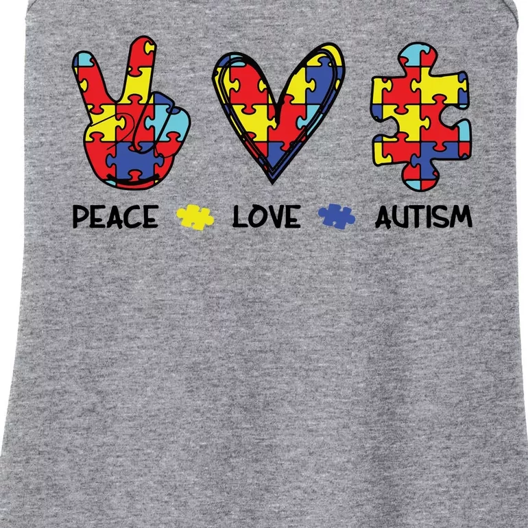 Peace Love Autism Awareness Ladies Essential Tank