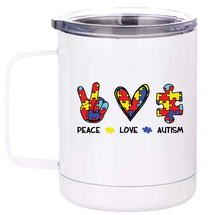 Peace Love Autism Awareness Front & Back 12oz Stainless Steel Tumbler Cup