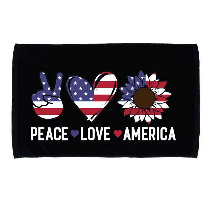 Peace Love And America Us Flag 4th Of July Sunflower Cute Gift Microfiber Hand Towel