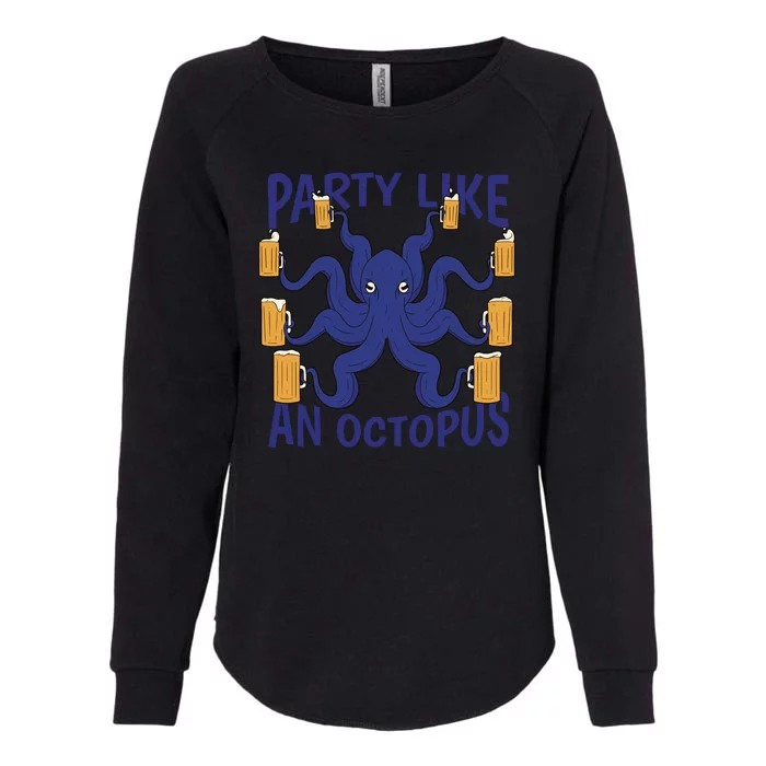 Party Like An Octopus Beer Womens California Wash Sweatshirt