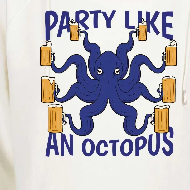 Party Like An Octopus Beer Womens Funnel Neck Pullover Hood