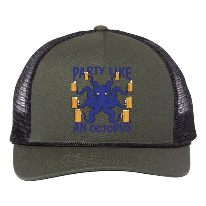 Party Like An Octopus Beer Retro Rope Trucker Hat Cap