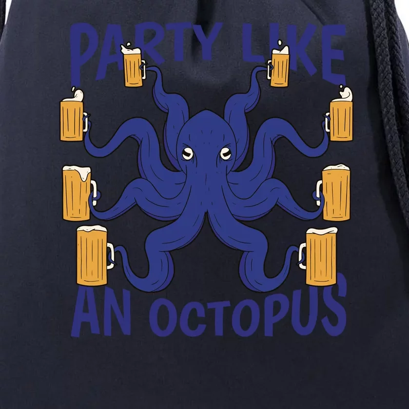 Party Like An Octopus Beer Drawstring Bag