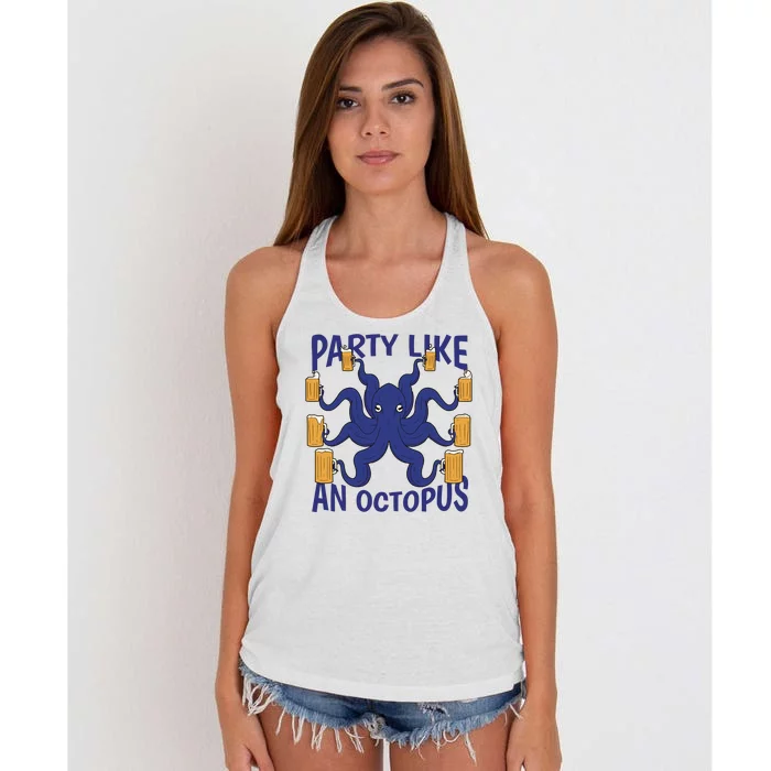 Party Like An Octopus Beer Women's Knotted Racerback Tank