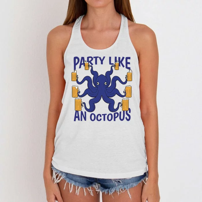 Party Like An Octopus Beer Women's Knotted Racerback Tank