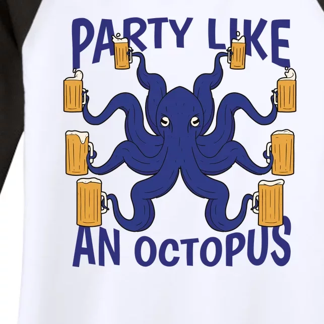 Party Like An Octopus Beer Women's Tri-Blend 3/4-Sleeve Raglan Shirt