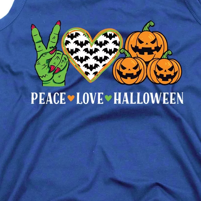 Peace Love And Halloween Pumpkin Zombie Hand Gift Tank Top