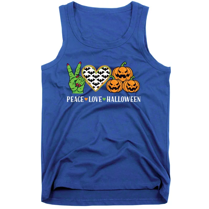 Peace Love And Halloween Pumpkin Zombie Hand Gift Tank Top