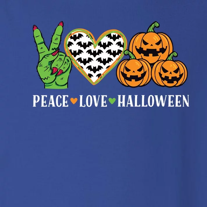 Peace Love And Halloween Pumpkin Zombie Hand Gift Toddler Long Sleeve Shirt