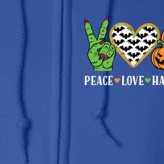 Peace Love And Halloween Pumpkin Zombie Hand Gift Full Zip Hoodie