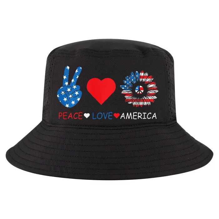 Peace Love America July 4th Cool Comfort Performance Bucket Hat