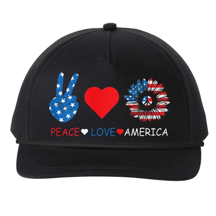 Peace Love America July 4th Snapback Five-Panel Rope Hat