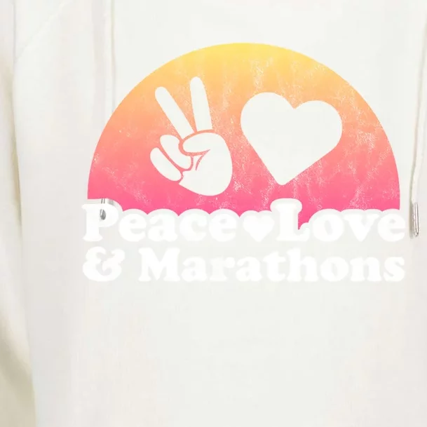 Peace Love And Marathons Marathon Great Gift Womens Funnel Neck Pullover Hood