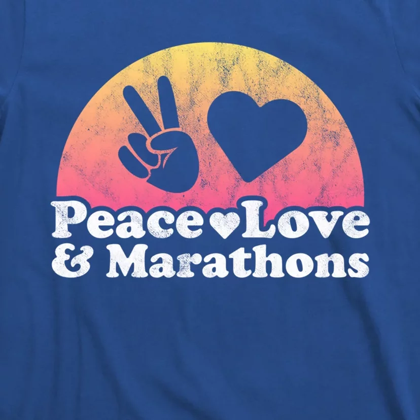 Peace Love And Marathons Marathon Great Gift T-Shirt