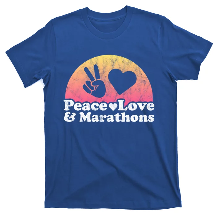 Peace Love And Marathons Marathon Great Gift T-Shirt