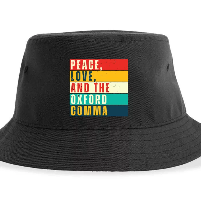 Peace Love And English Grammar Funny Sustainable Bucket Hat