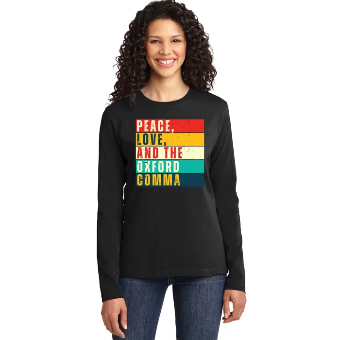 Peace Love And English Grammar Funny Ladies Long Sleeve Shirt