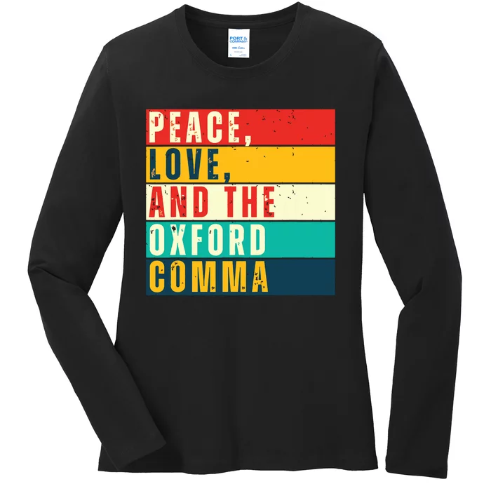 Peace Love And English Grammar Funny Ladies Long Sleeve Shirt