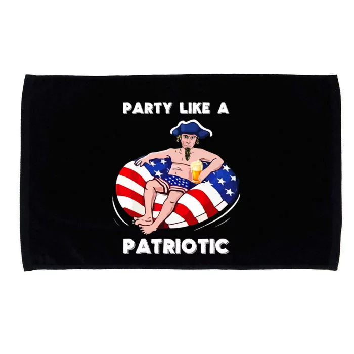 Party Like A Patriotic Beer Lover 4th Of July Pool Party Gift Microfiber Hand Towel