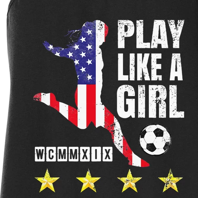 Play Like A Girl Soccer Usa United States Women's Racerback Tank