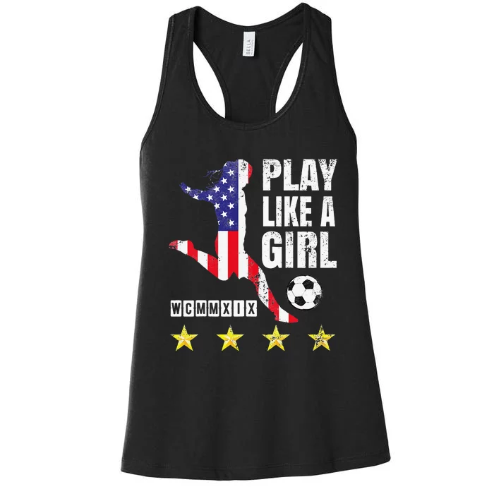 Play Like A Girl Soccer Usa United States Women's Racerback Tank