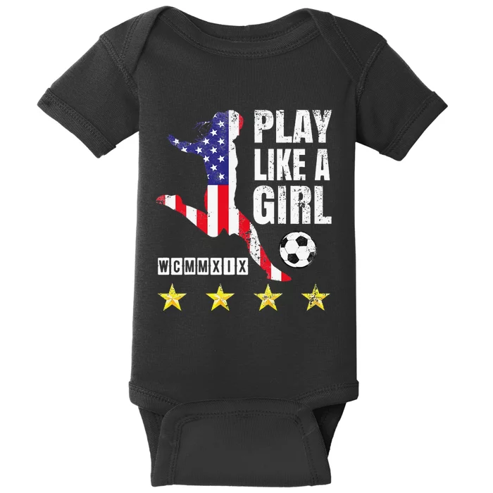 Play Like A Girl Soccer Usa United States Baby Bodysuit