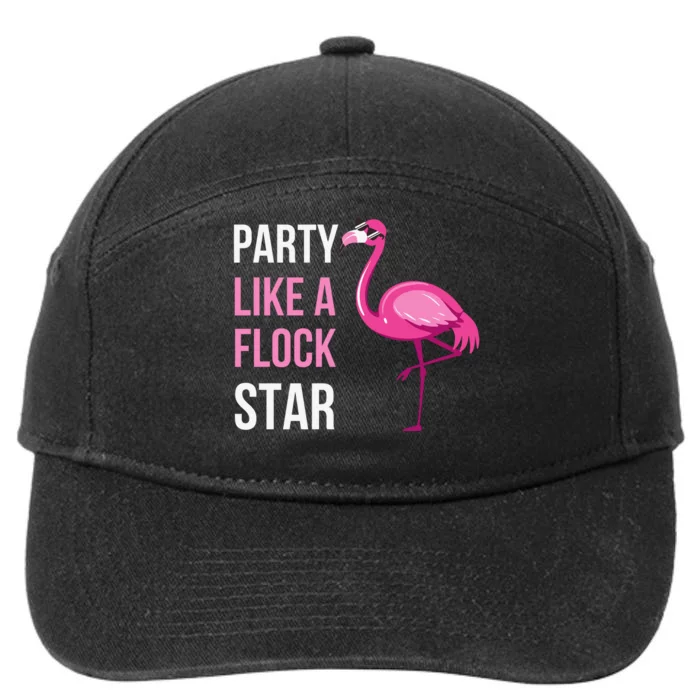 Party Like A Flock Star Pink Flamingo 7-Panel Snapback Hat