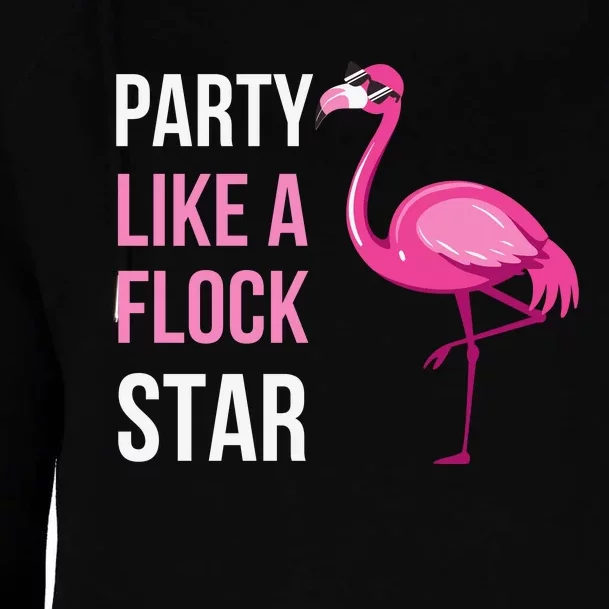 Party Like A Flock Star Pink Flamingo Womens Funnel Neck Pullover Hood