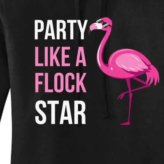 Party Like A Flock Star Pink Flamingo Women's Pullover Hoodie