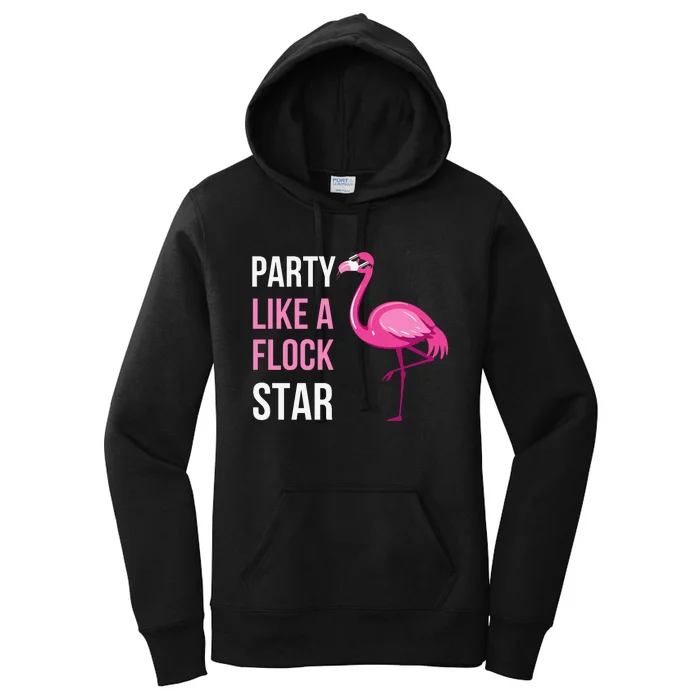 Party Like A Flock Star Pink Flamingo Women's Pullover Hoodie