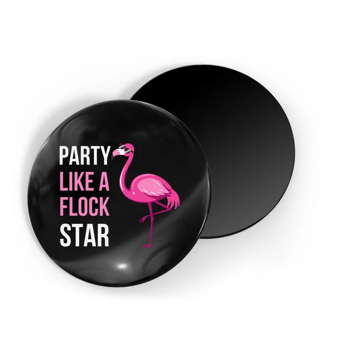 Party Like A Flock Star Pink Flamingo Magnet