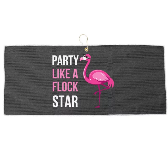 Party Like A Flock Star Pink Flamingo Large Microfiber Waffle Golf Towel